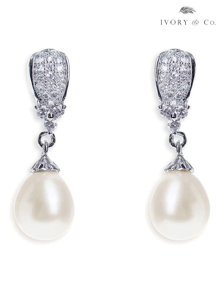 Ivory & Co Rhodium Serrano And Pearl Classic Drop Earrings (988448) | €32