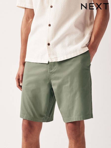 צבע ירוק עדין - גזרה ישרה - Stretch Chinos Shorts (988512) | ‏69‏₪