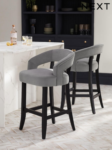 Soft Velvet Mid Grey Remi Bar Stool (988745) | €215