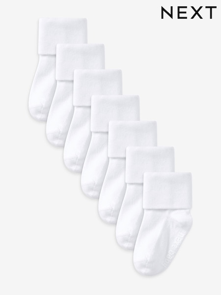 White 7 Pack Baby Roll Top Socks (0mths-2yrs) (988981) | € 7