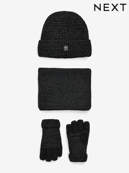 Black Reflective Hat, Snood And Gloves Set (3-16yrs) (989332) | €11 - €13.50