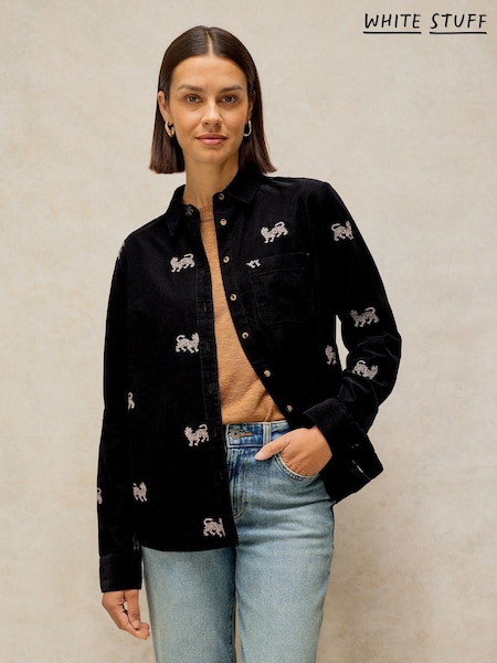 Black - White Stuff Libby Embroidered Cord Shirt