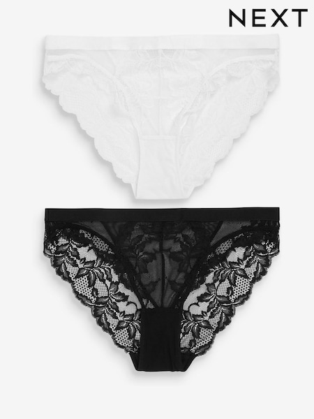 שחור/לבן - Lace Knickers 2 Pack (989806) | ‏60‏₪