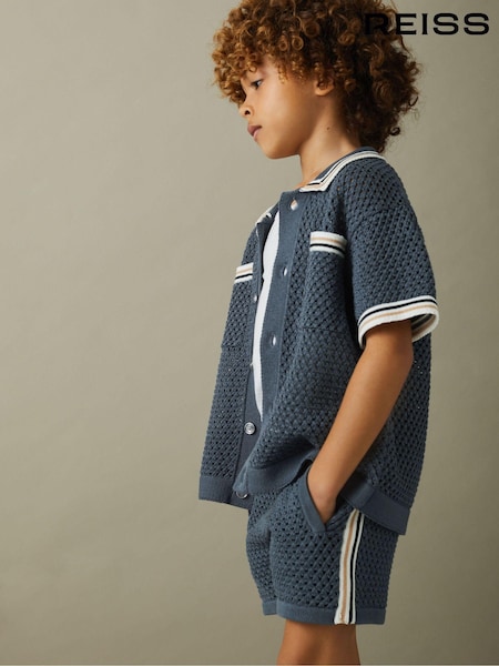 Reiss Airforce Blue Creek 3-9 yrs Crochet Contrast Trim Elasticated Shorts (990434) | kr842