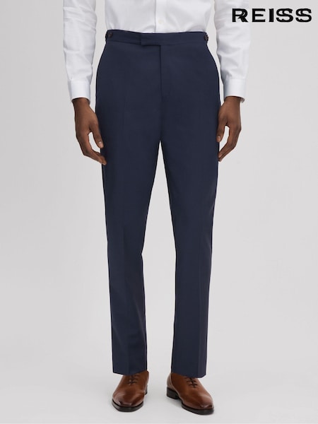 Reiss Navy Destiny Wool Side Adjuster Regular Fit Trousers (990445) | €85