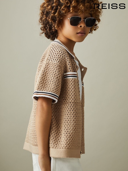 Reiss Coulson Crochet Contrast Trim Shirt (990470) | 380 LEI