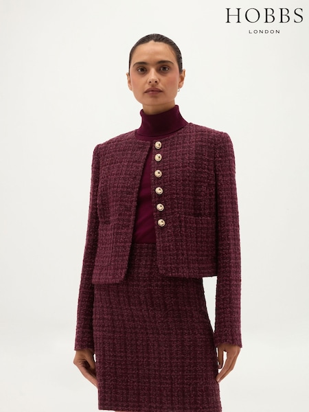 بني - Hobbs Maria Tweed Jacket