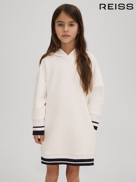 Reiss Ecru Leandra 4-9 yrs Relaxed Jersey Hooded Dress (990581) | AED396