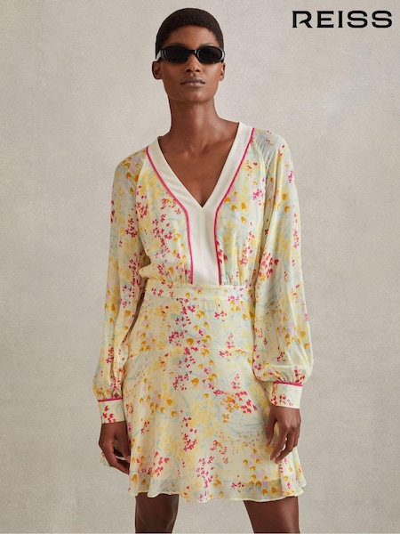 Reiss Molly Floral Print Puff Sleeve Mini Dress (990909) | €286