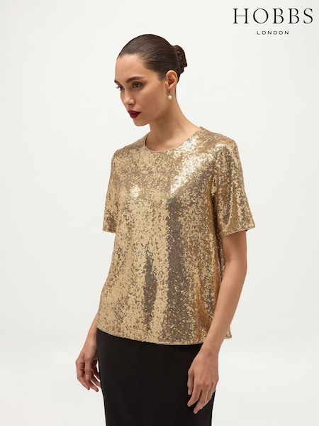 Gold - Hobbs Lilibet Sequin Top