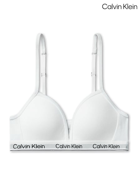 White - Calvin Klein Triangle Bra Icon Cotton Stretch