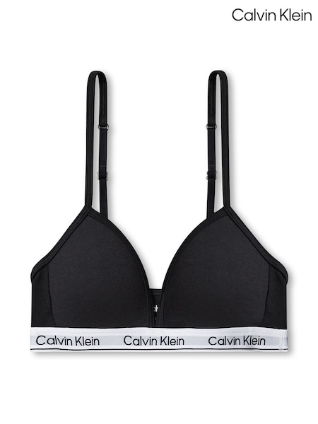 Black - Calvin Klein Triangle Bra Icon Cotton Stretch