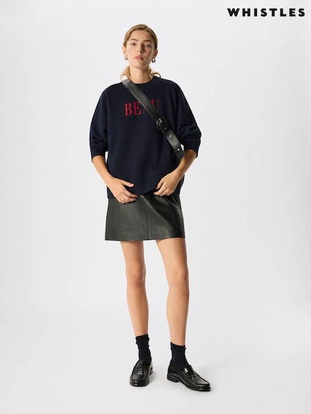 Blue - Whistles Beau Logo Sweat Top