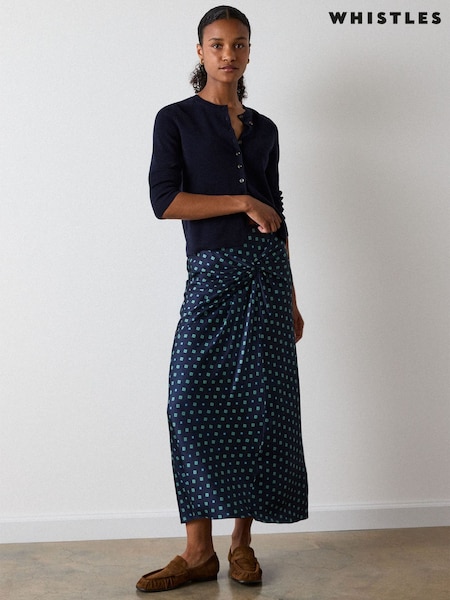 Modrá - Whistles Diamond Geo Twist Midi Skirt