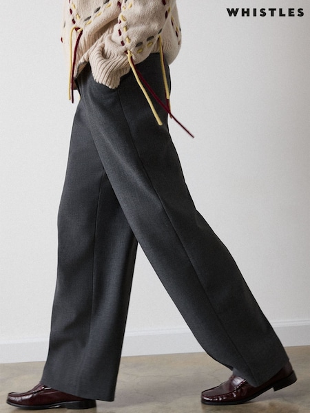 Grey - Whistles High Rise Stretch Trousers