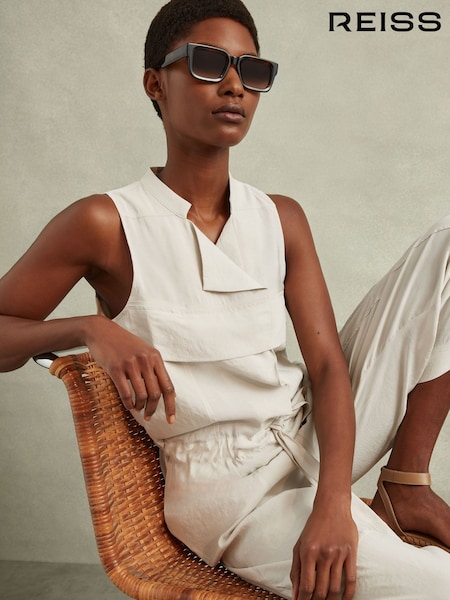 Reiss Stone Skylar Belted Utility Jumpsuit (991369) | €185