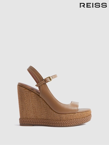 Reiss Abi Leather Plaited Wedge Heels (991515) | 1,469 LEI