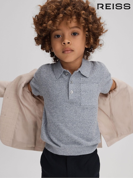 Azul melange - Reiss Demetri Textured Cotton Polo Shirt (991778) | 60 €