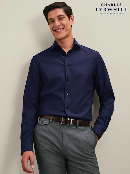 Көк - Regular Charles Tyrwhitt Non-iron Stretch Texture Slim Fit Shirt