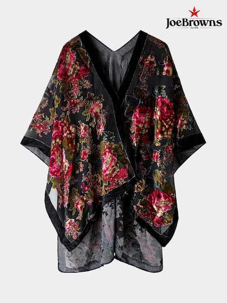 Қара - Joe Browns Devore Floral Kimono Cover-up