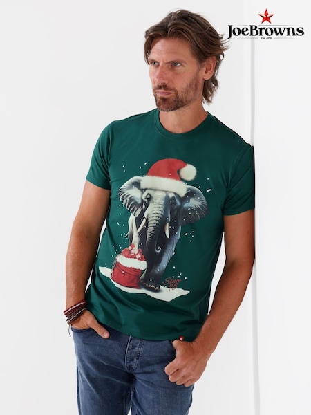 Green - Regular Joe Browns Festive Elephant T-shirt