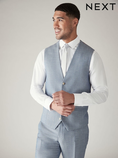 Blue Regular Fit Textured Suit Waistcoat (992157) | AED35