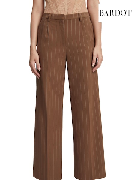 Bardot Brown Straight Fit Mid Low Rise Pin Stripe Brown Trousers (992167) | €24