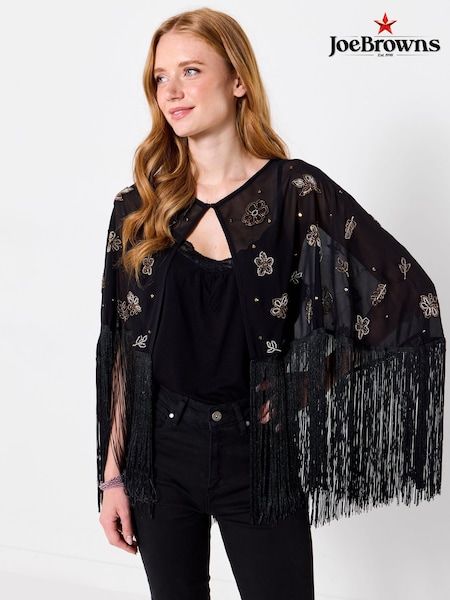Black - Joe Browns Dazzling Sequin Cape Cover-up