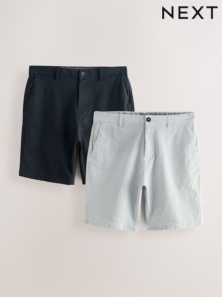 Navy/Light Blue Stripe Straight Fit Stretch Chino Shorts 2 Pack (992321) | $62