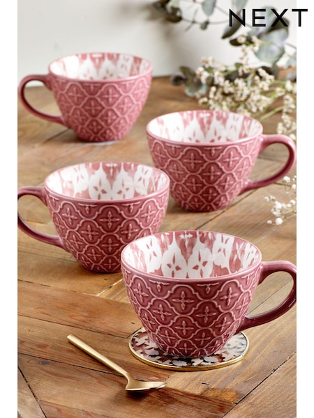 Set of 4 Pink Palermo Patterned Mugs (992556) | $41