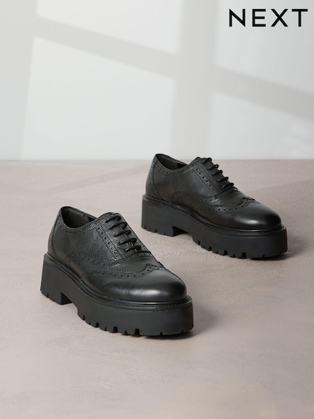 Black Signature Leather Chunky Brogue Lace Up Shoes (992982) | €49