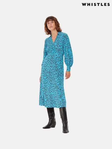 Whistles Blue Terrazzo Print Midi Dress (992983) | €89