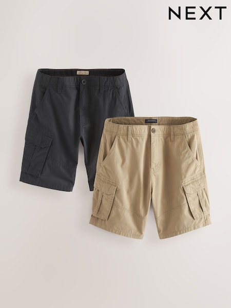 כחול כהה/אבן טבעי - 100% Cotton Cargo Shorts 2 Pack (993096) | ‏172‏₪