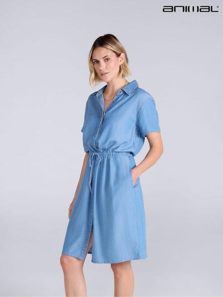 Blue - Animal Shirt Dress