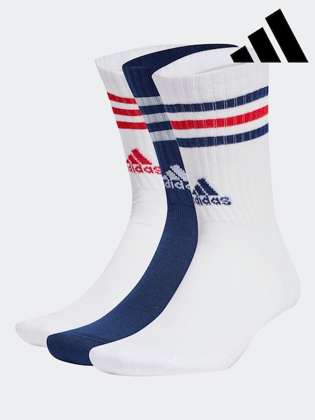 adidas Navy/Red 3-Stripe Crew Length Socks 3 Pack (993204) | €16.50