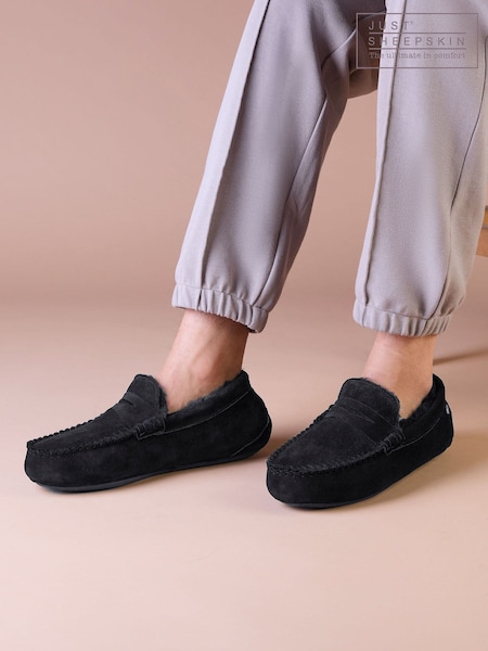 Negru - Regular Just Sheepskin Quentin Sheepskin Slippers