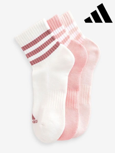 adidas Pink 3-Stripes Cushioned Sportswear Mid Cut Socks 3 Pairs (993281) | €8