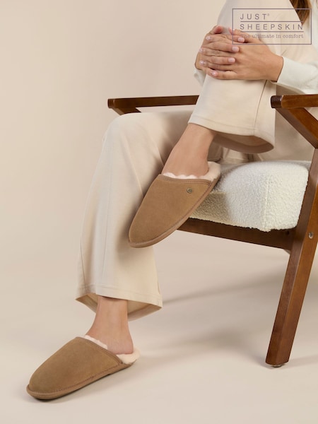 Brown - Just Sheepskin Shaftesbury Sheepskin Mule Slippers