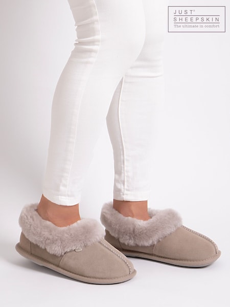 Brūna krāsa - Just Sheepskin dāmu klasiskās aitādas čības