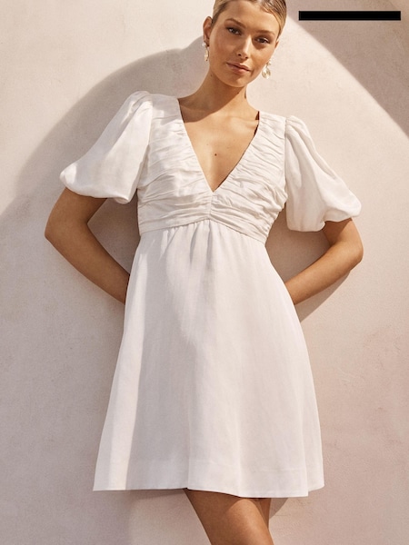 Forever New Raffy V Neck Mini Dress contains Linen (993449) | 358 LEI