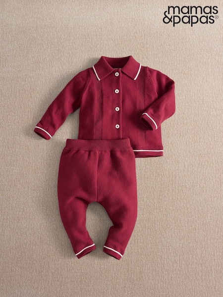 rdeča - Mamas & Papas Mr Santa Knitted Christmas Shirt & Leggings Set