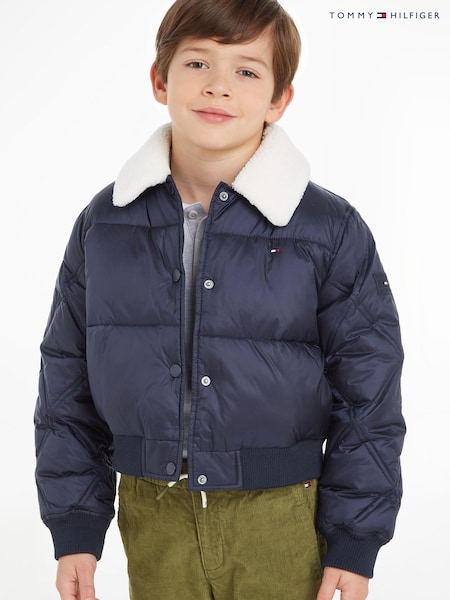 Tommy Hilfiger Kids Blue Quilt Cropped Puffer Jacket (993493) | €75 - €88