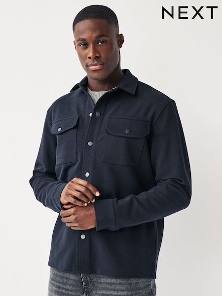 Navy Blue Popper Shacket (993499) | $66