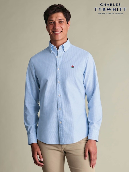 Blue - Regular Charles Tyrwhitt Rfu Button-down Washed Oxford Slim Fit Shirt
