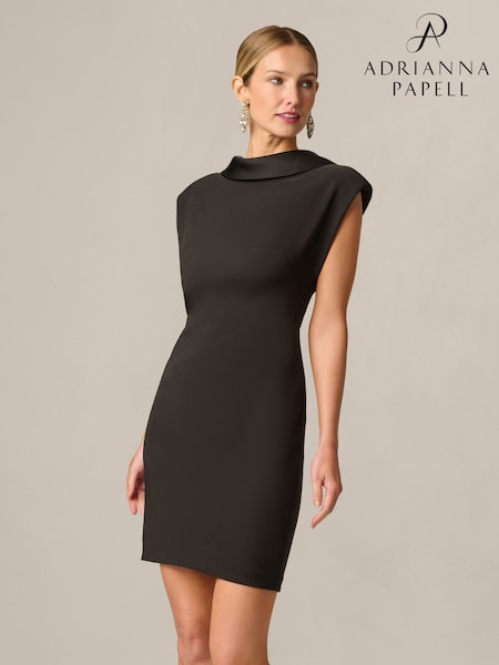 Black - Adrianna Papell Crepe And Satin Mini Dress