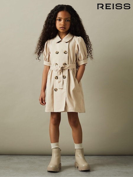 Reiss Camel Naomi 4-9 yrs Puff Sleeve Belted Dress (993634) | €99
