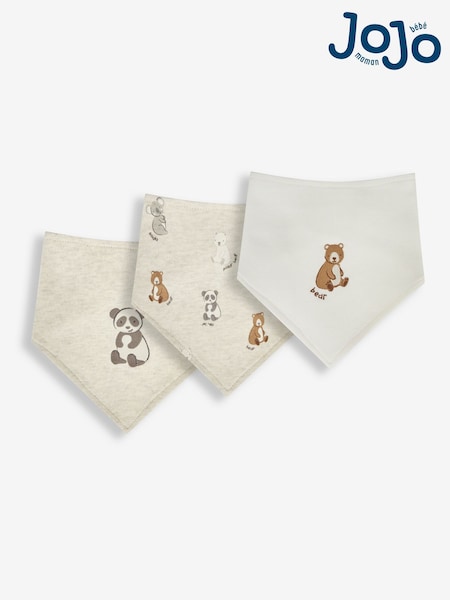 JoJo Maman Bébé Natural 3-Pack Bear Dribble Bibs (993950) | R$ 120