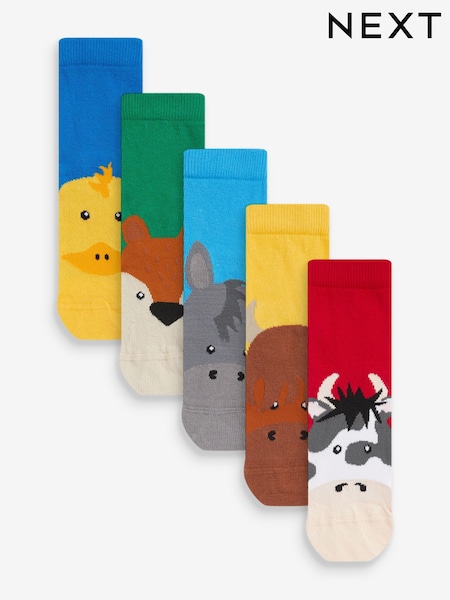 Farm Animals Print Cotton Rich Socks 5 Pack (994081) | €7 - €9