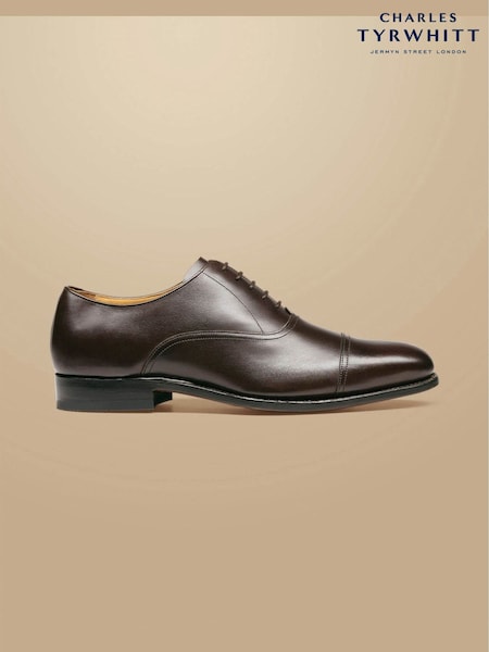 Dark Brown - Regular Charles Tyrwhitt Leather Oxford Shoes