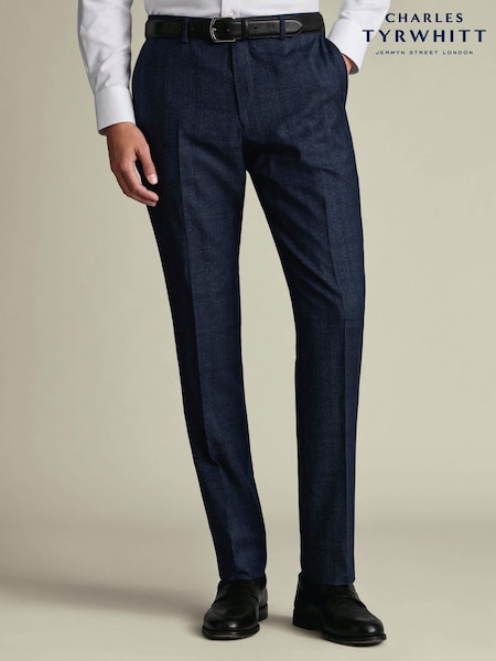 Болат көк чек - Regular Charles Tyrwhitt Slim Fit Ultimate Performance Suit Trousers